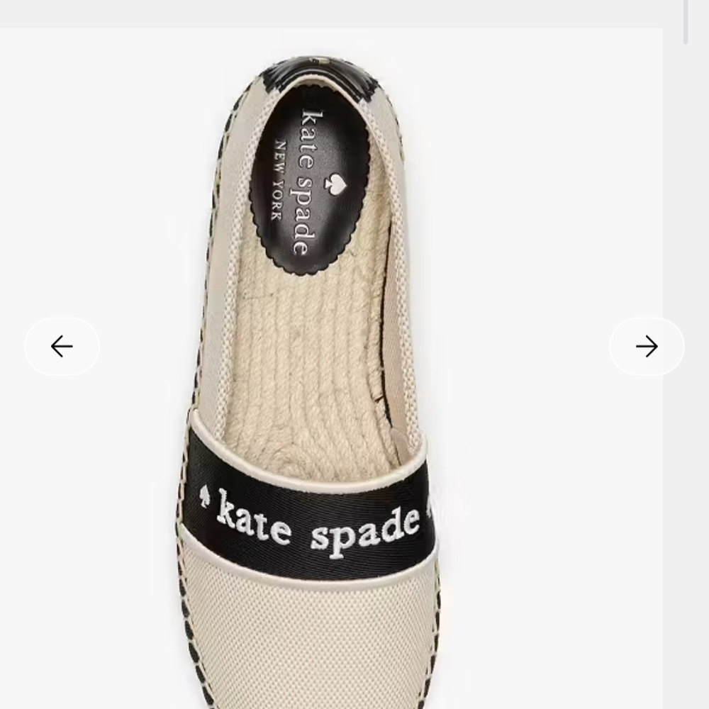 Kate Spade Black and Cream Espadrille Loafers - Picture 2 of 3